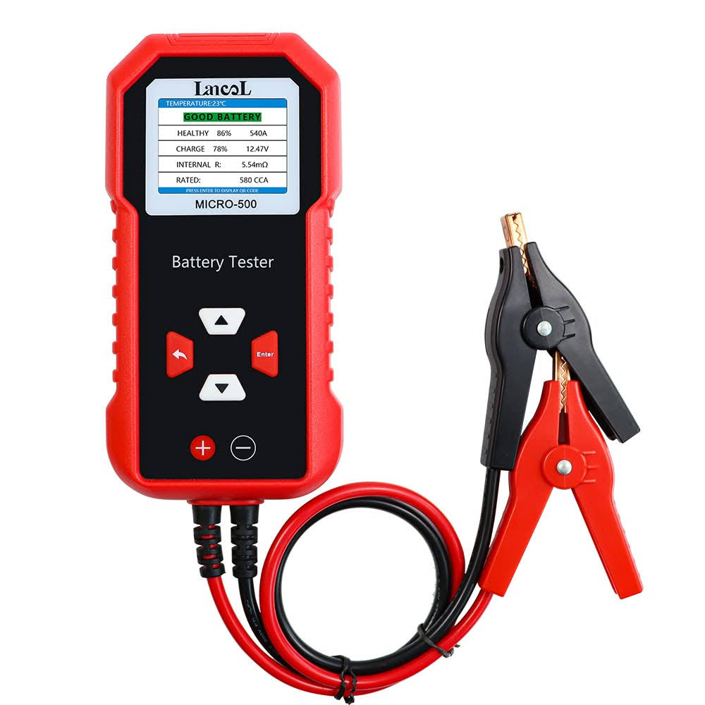 Lancol Micro 500 Car Battery Tester, 12V Lithium Battery Test 40-3000 CCA Cranking System Test Digital Lead Acid Battery Analyzer Automotive