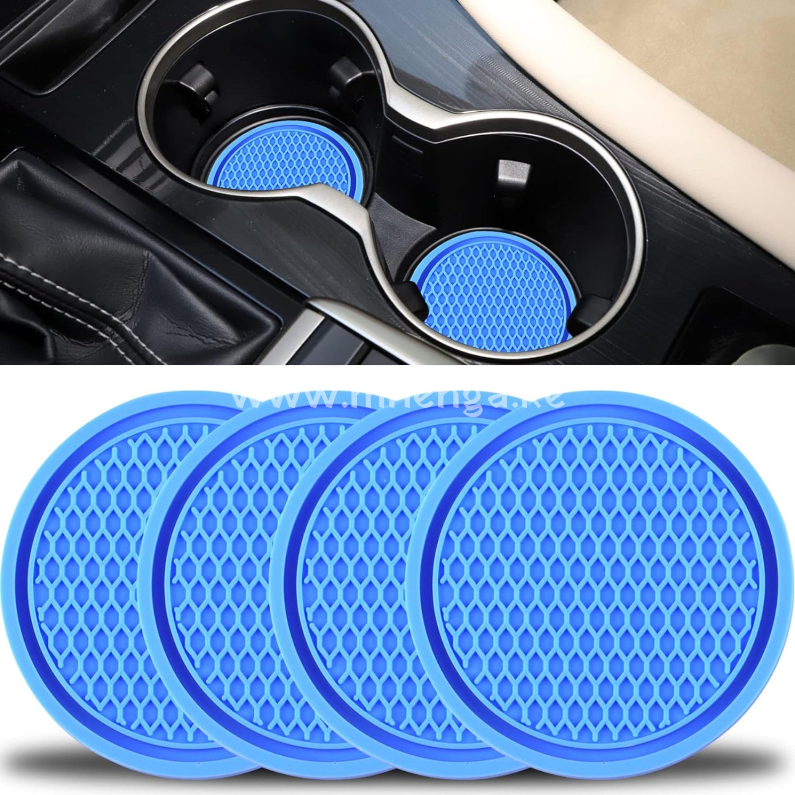Car Cup Coaster 2Pcs Universal Non-Slip Holders Embedded In Ornaments Interior Accessories Blue