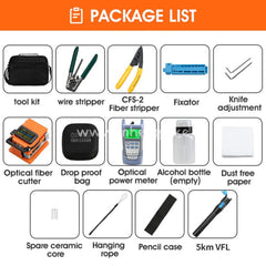 Ftth Fiber Optic Tool Kit With Optical Power Meter And Visual Fault Locator Cable Cutter Stripper