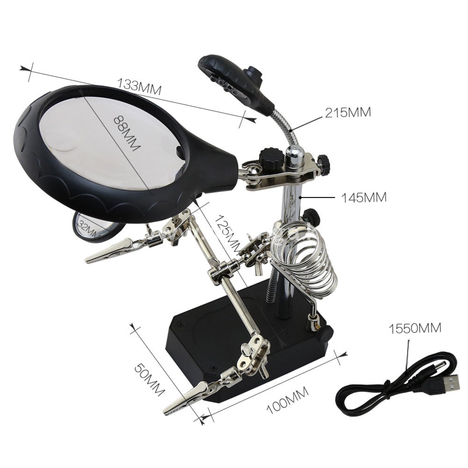 Function 5X Led Stand Clips 3 In 1 Welding Magnifying Glass For Repairing Pcb Mobile Phone Screen