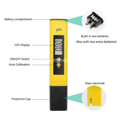 Ph Meter For Water Hydroponics Digital Tester Pen 0.01 High Accuracy Pocket Size With 0-14