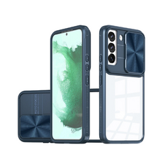 Samsung Galaxy S23 Acrylic Case – 2-in-1 Clear Back Cover with Sliding Camera Lens Protector, Shockproof TPU Bumper, Slim Lightweight Design