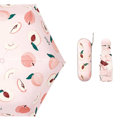 Fruit Design Windproof Umbrella with Pouch – Cute Peach, Avocado, Lemon & Grape Patterns, Portable Folding Travel Umbrella
