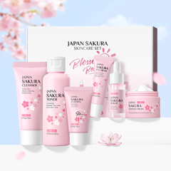 Japan Sakura 6-in-1 Facial Skincare Set – Cleanser, Toner, Serum, Eye Cream, Sunscreen & Essence Cream