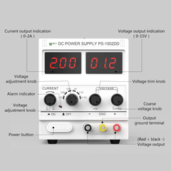 PS-1502DD Adjustable Regulated DC Power Supply 0–15V 2A with Digital Display – Mobile Phone Repair Bench Power Supply
