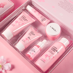 Japan Sakura 6-in-1 Facial Skincare Set – Cleanser, Toner, Serum, Eye Cream, Sunscreen & Essence Cream