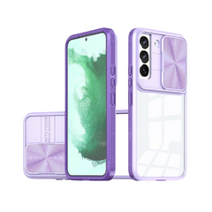 Samsung Galaxy S23 Acrylic Case – 2-in-1 Clear Back Cover with Sliding Camera Lens Protector, Shockproof TPU Bumper, Slim Lightweight Design