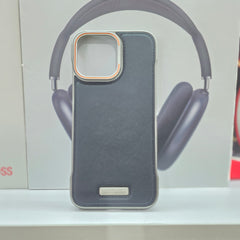 iPhone 14 Pro Max Leather Case – Luxury PU Leather Back Cover with Soft TPU Edges, Shockproof Protection & Raised Camera Guard