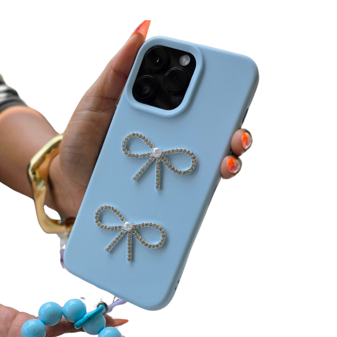 IPhone 15 promax shiny bow conture silicone phone case 15 pro max
