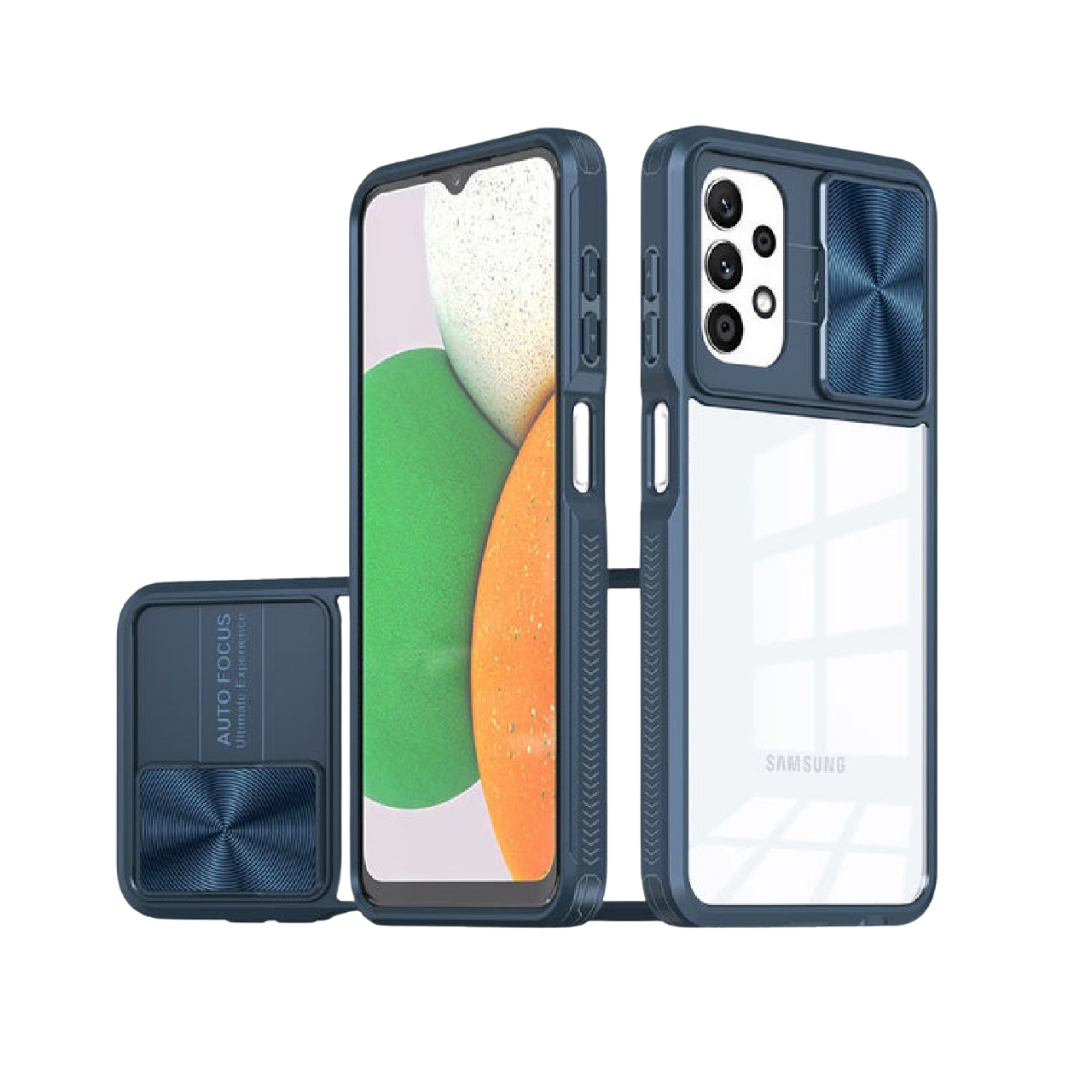 Samsung Galaxy A53 5G Acrylic Case – 2-in-1 Clear Back Cover with Sliding Camera Lens Protector, Shockproof TPU Bumper, Slim Lightweight Design