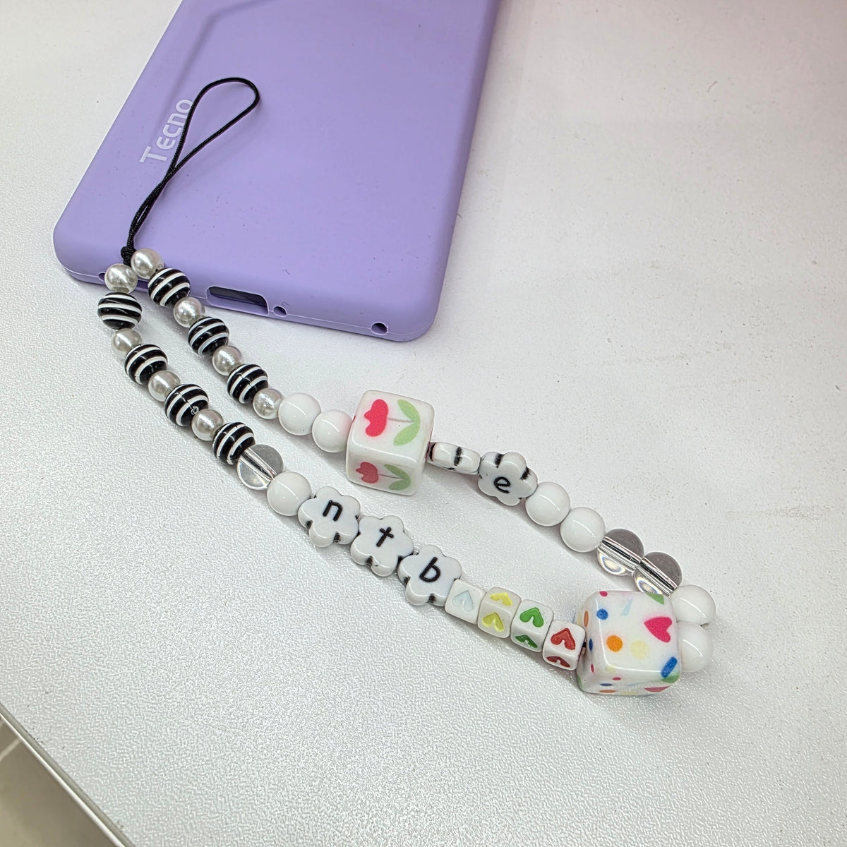 Cute beaded dice charm
