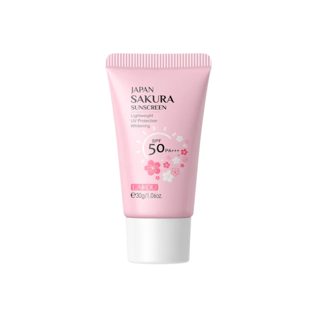 Japan Sakura SPF50+ PA+++ Lightweight Waterproof Face Sunscreen – 30g Long-Lasting UV Protection Cream