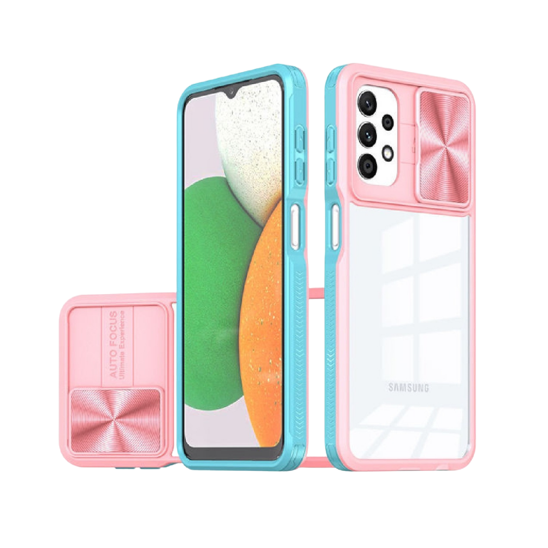 Samsung Galaxy A53 5G Acrylic Case – 2-in-1 Clear Back Cover with Sliding Camera Lens Protector, Shockproof TPU Bumper, Slim Lightweight Design
