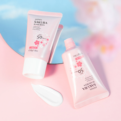 Japan Sakura SPF50+ PA+++ Lightweight Waterproof Face Sunscreen – 30g Long-Lasting UV Protection Cream
