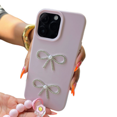 IPhone 15 promax shiny bow conture silicone phone case 15 pro max