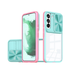 Samsung Galaxy S23 Plus Acrylic Case – 2-in-1 Clear Back Cover with Sliding Camera Lens Protector, Shockproof TPU Bumper, Slim Lightweight Design