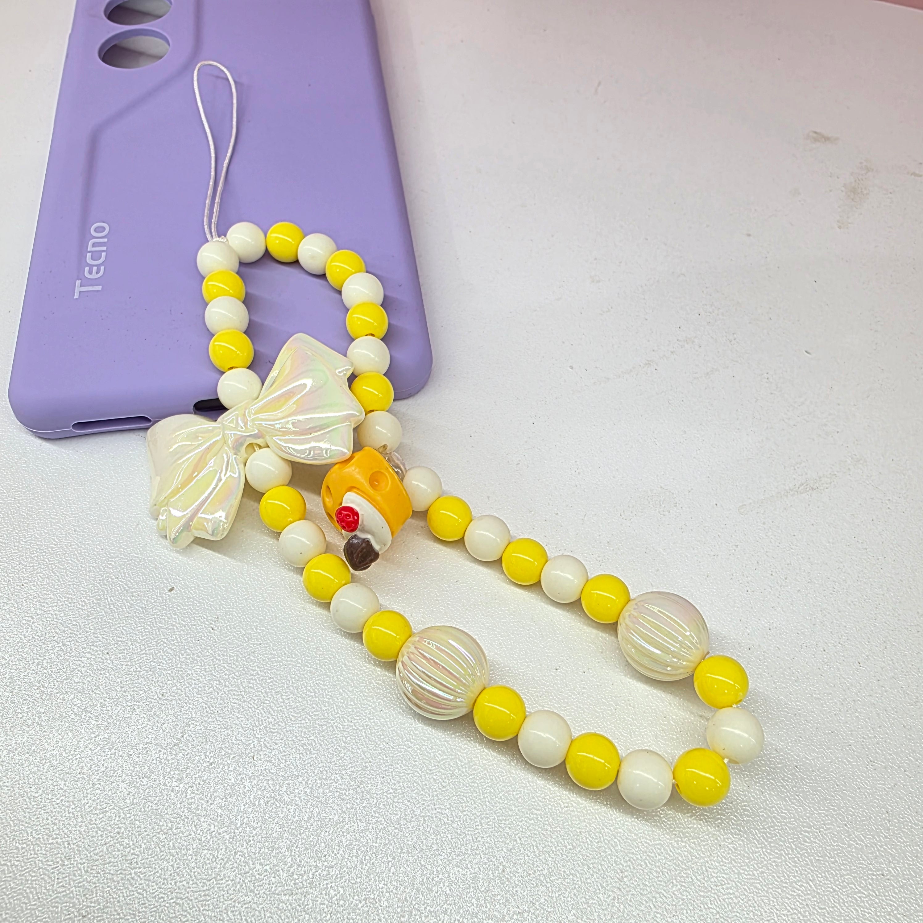 Yellow bead phone charm