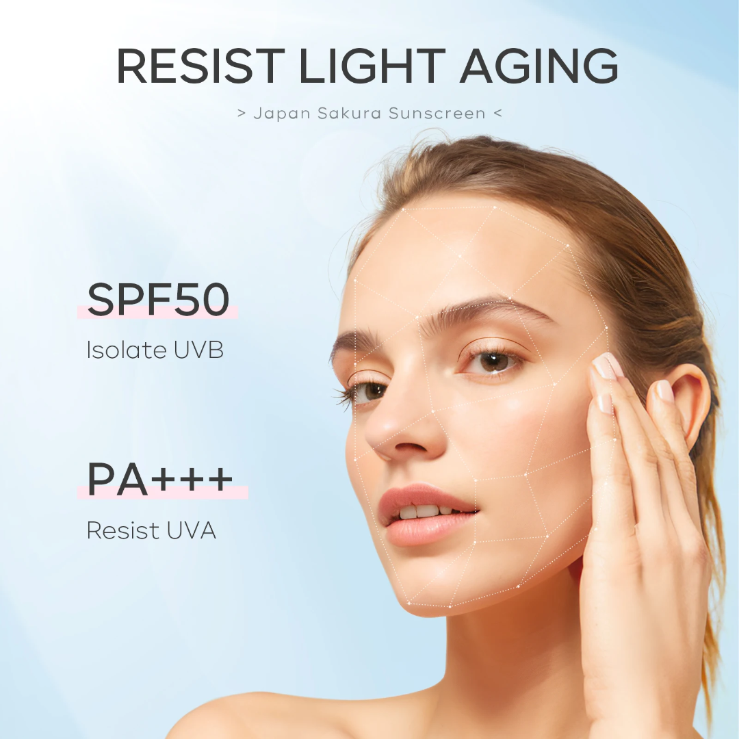 Japan Sakura SPF50+ PA+++ Lightweight Waterproof Face Sunscreen – 30g Long-Lasting UV Protection Cream