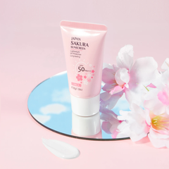 Japan Sakura SPF50+ PA+++ Lightweight Waterproof Face Sunscreen – 30g Long-Lasting UV Protection Cream