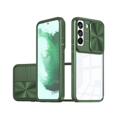Samsung Galaxy S23 Acrylic Case – 2-in-1 Clear Back Cover with Sliding Camera Lens Protector, Shockproof TPU Bumper, Slim Lightweight Design