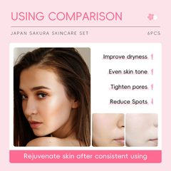 Japan Sakura 6-in-1 Facial Skincare Set – Cleanser, Toner, Serum, Eye Cream, Sunscreen & Essence Cream
