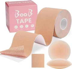 Boob Tape with 2 Nipple Covers – Nude, Black & Chocolate Brown Breast Lift Tape, Invisible Backless Strapless Bra Alternative