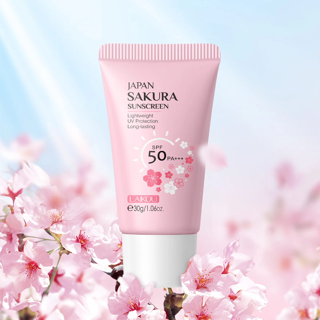 Japan Sakura SPF50+ PA+++ Lightweight Waterproof Face Sunscreen – 30g Long-Lasting UV Protection Cream