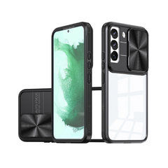 Samsung Galaxy S23 Plus Acrylic Case – 2-in-1 Clear Back Cover with Sliding Camera Lens Protector, Shockproof TPU Bumper, Slim Lightweight Design