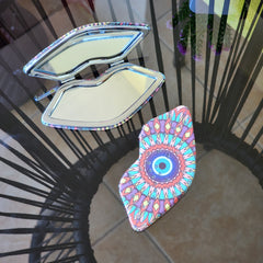 Lip mirror medallion print patterns