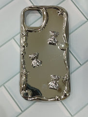 Compatible with iPhone 13 Pro Max Case,Cute Electro Plated 3D bear Glossy Full Body Protection Soft Shockproof Cover Phone Cases