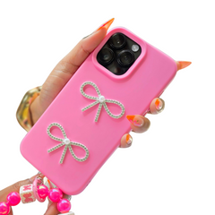 IPhone 16 shiny bow conture silicone phone case