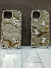 Compatible with iPhone 13 Pro Max Case,Cute Electro Plated 3D bear Glossy Full Body Protection Soft Shockproof Cover Phone Cases