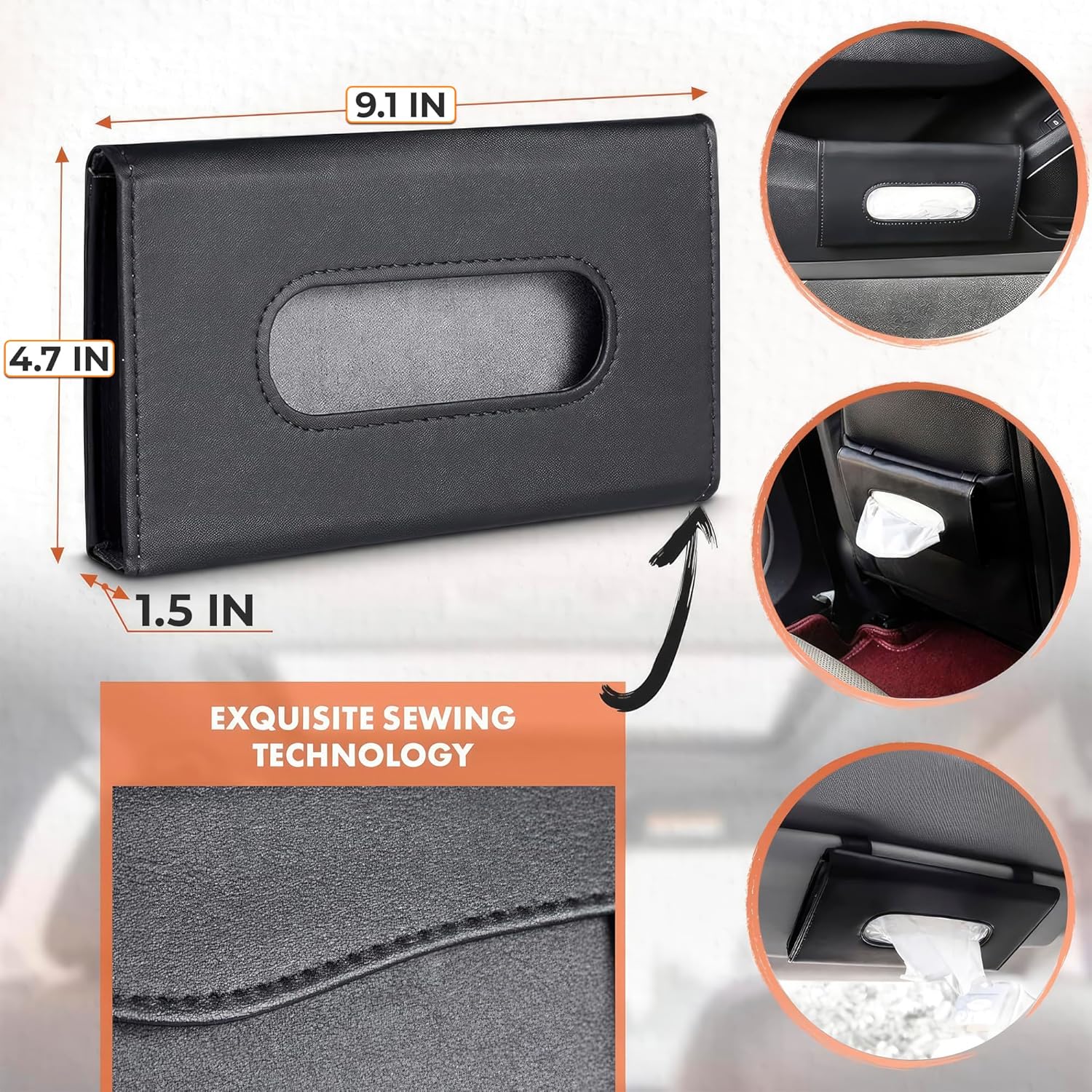 Car Sun Visor Tissue Holder – PU Leather Napkin Case & Organizer for Car, SUV & Truck