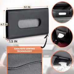 Car Sun Visor Tissue Holder – PU Leather Napkin Case & Organizer for Car, SUV & Truck