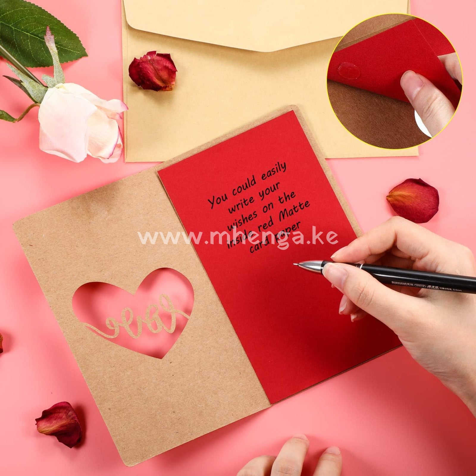 Valentine’s Day Gift Cards Greeting 6 Assorted Kraft Die Cut Designs For Anniversaries Envelopes