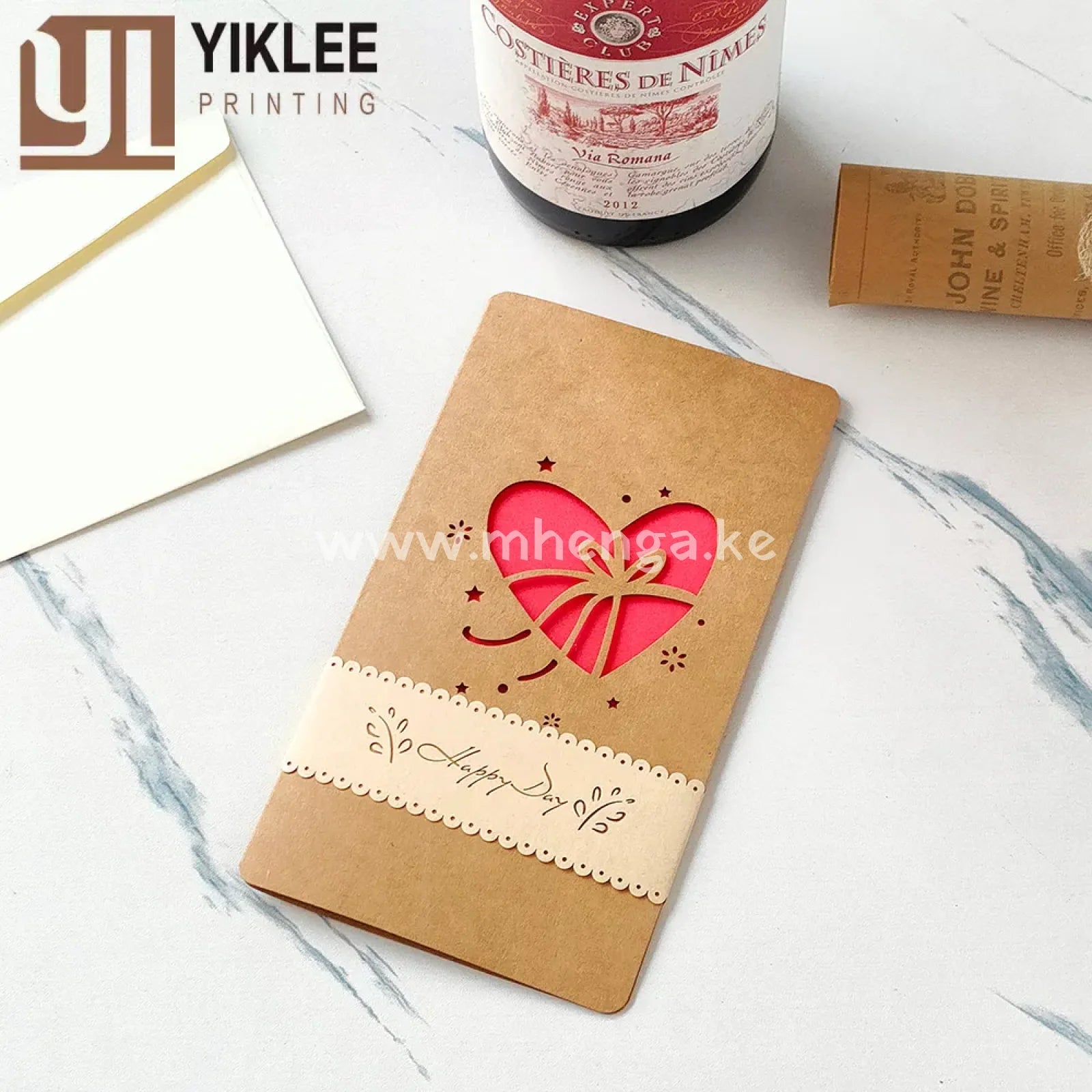 Valentine’s Day Gift Cards Greeting 6 Assorted Kraft Die Cut Designs For Anniversaries Envelopes