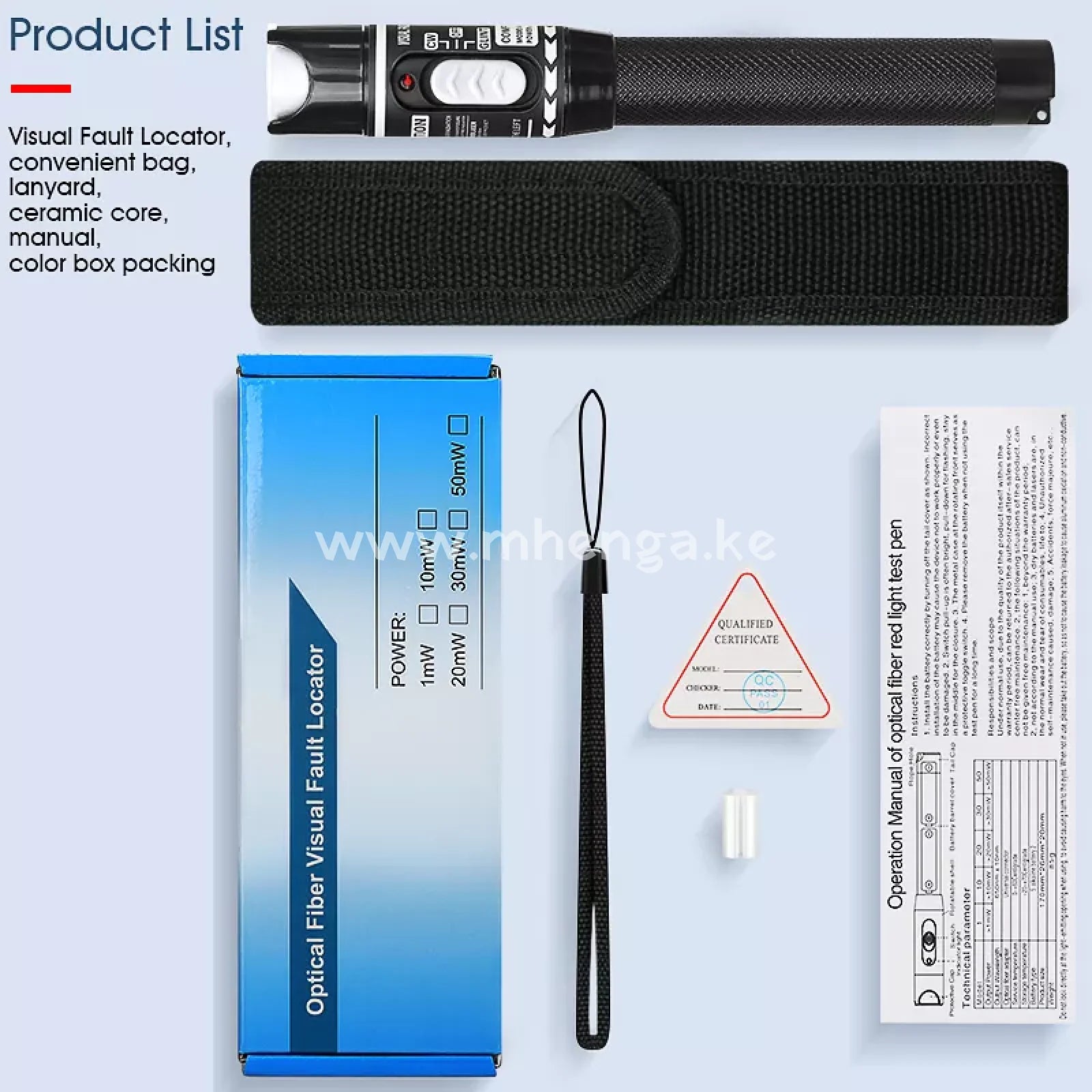 Visual Fault Locator 30Mw 30Km Vfl Tester Kit Include Single Mode 9/125Um Sc Fc St Male To Lc